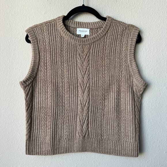 Who What Wear Knox Cable Knit Sweater Vest in Camel Brown Size M - Picture 2 of 5